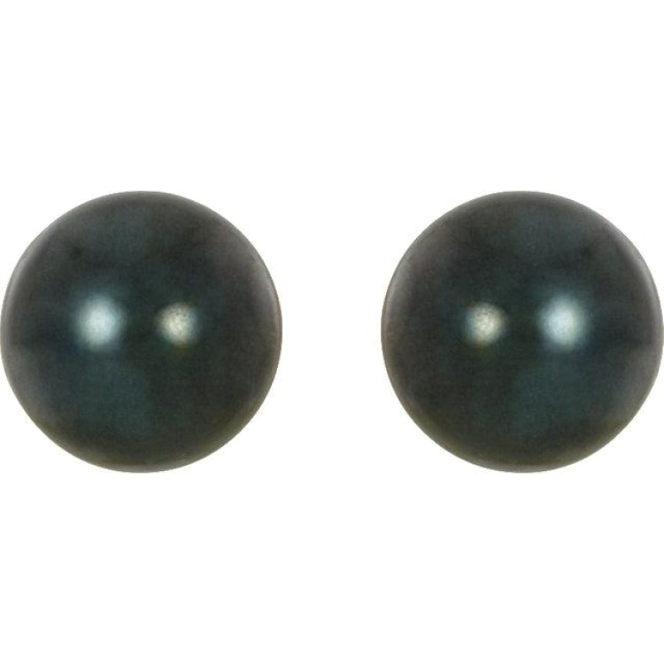 14K White Gold 7 mm Black Akoya Cultured Pearl Earrings