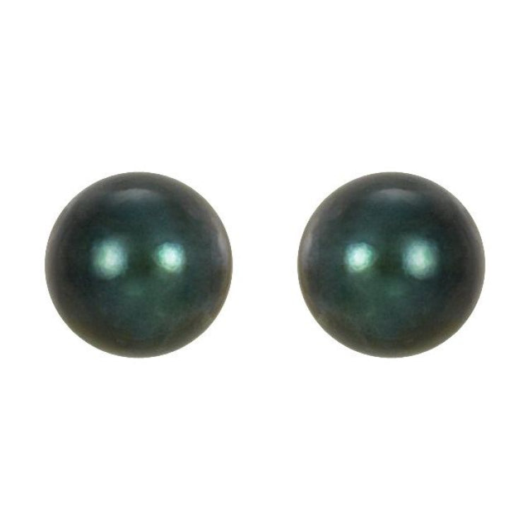14K White Gold  5 mm Cultured Black Akoya Pearl Earrings