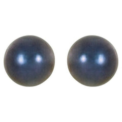 14K White Gold  6 mm Cultured Black Akoya Pearl Earrings