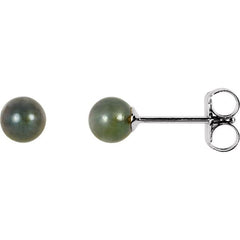 14K White Gold 4 mm Cultured Black Akoya Pearl Earrings