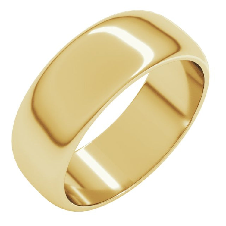 10K Yellow Gold 7 mm Half Round Band Size 12