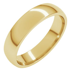 14K Yellow Gold 4.5 mm Lightweight Comfort-Fit Half Round Band Size 10