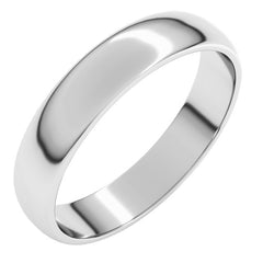 14K White Gold 4 mm Lightweight Half Round Band Size 6.5