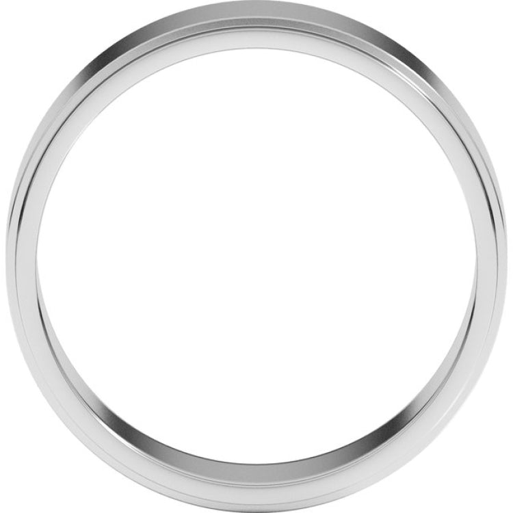 10K White Gold 6 mm Stepped-Edge Flat Band Size 8.5
