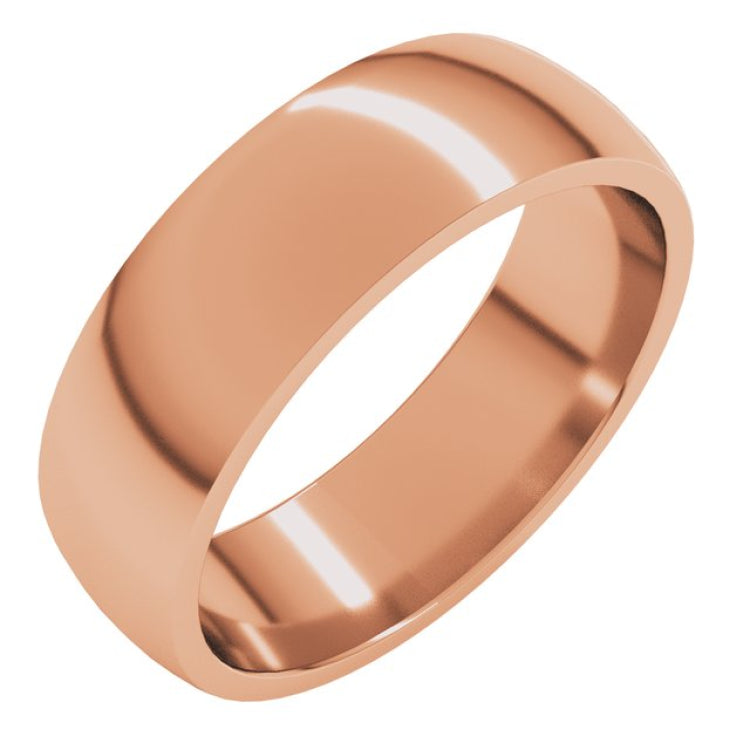 14K Rose Gold 6 mm Lightweight Comfort-Fit Half Round Band Size 10
