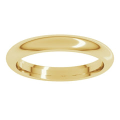 14K Yellow Gold 3 mm Comfort-Fit Half Round Band Size 4.5