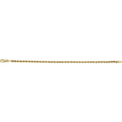 14K Yellow Gold 3 mm Rope 7" Chain