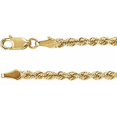 14K Yellow Gold 3 mm Rope 18" Chain