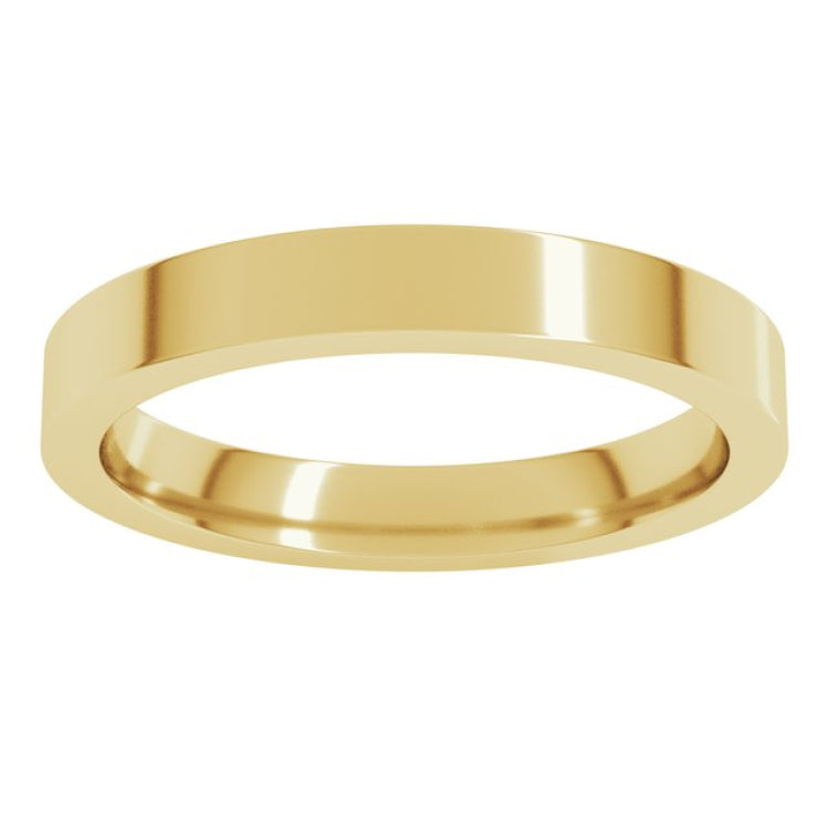 14K Yellow Gold 3 mm Comfort-Fit Flat Band Size 8