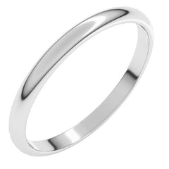 10K White Gold 2 mm Lightweight Half Round Band Size 3
