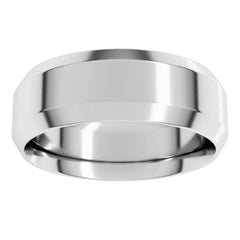 14K White Gold 7 mm Beveled-Edge Comfort-Fit Flat Band Size 9.5