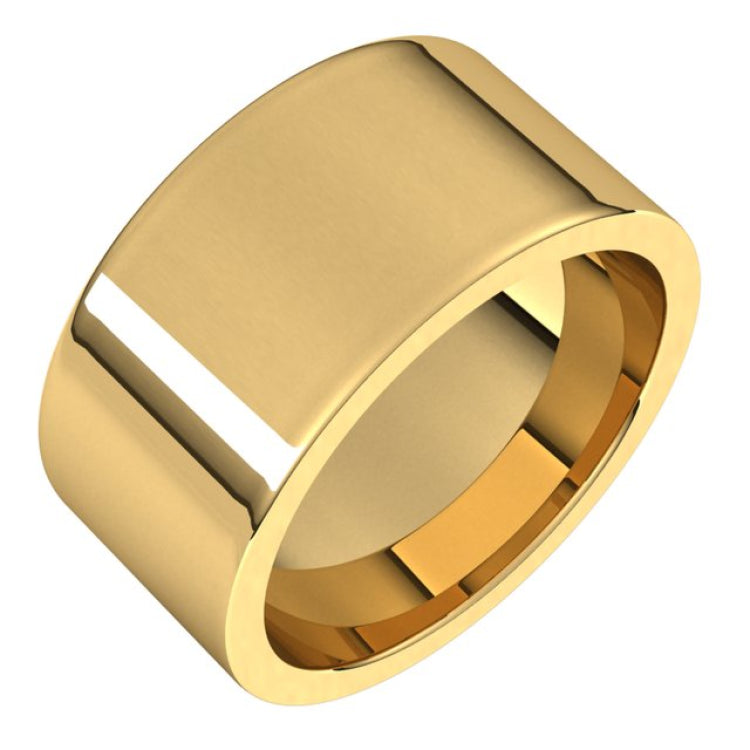 14K Yellow Gold 10 mm Comfort-Fit Flat Band Size 11.5
