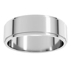10K White Gold 6 mm Stepped-Edge Flat Band Size 9.5
