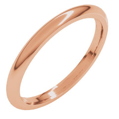 14K Rose Gold 2 mm Comfort-Fit Half Round Band Size 8