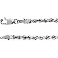 14K White Gold 3 mm Rope 20" Chain