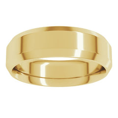 10K Yellow Gold 6 mm Beveled-Edge Comfort-Fit Flat Band Size 10