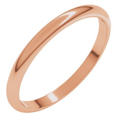 14K Rose Gold 2 mm Half Round Band Size 4