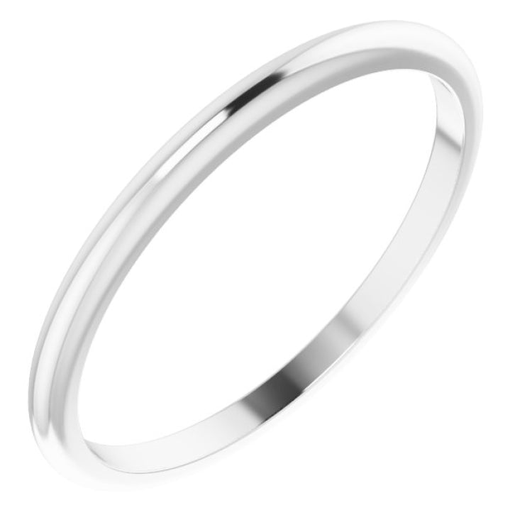 14K White Gold 1.5 mm Half Round Band Size 4.5