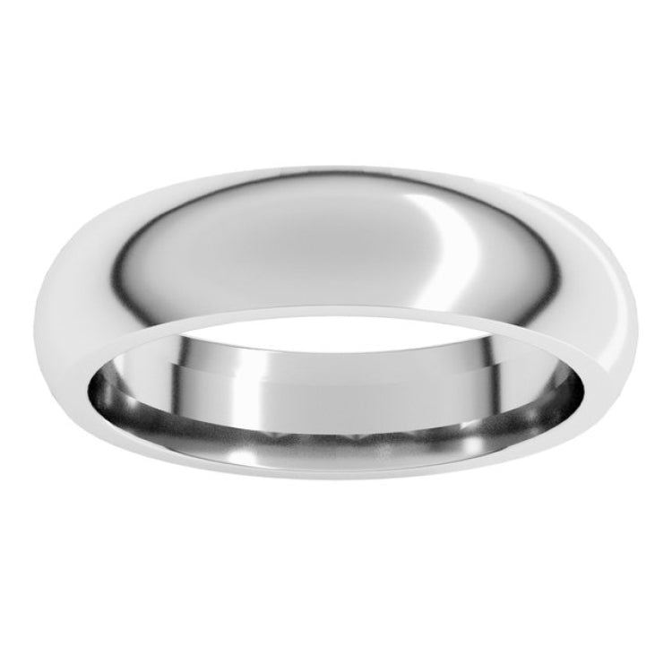 Sterling Silver 5 mm Comfort-Fit Half Round Band Size 10.5