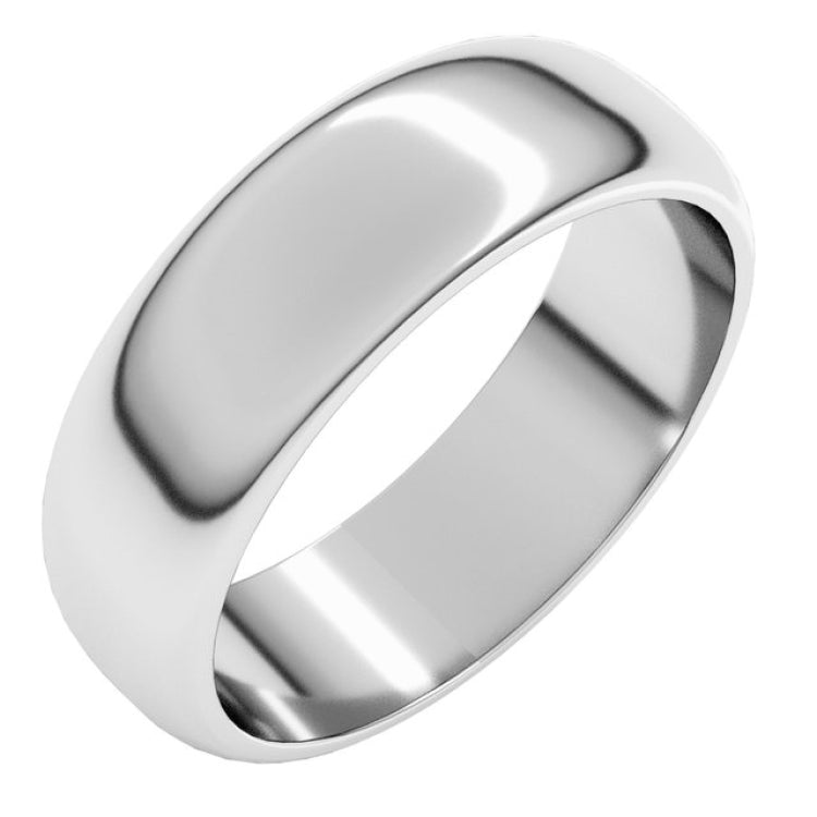 Sterling Silver 6 mm Half Round Band Size 9