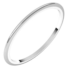 14K White Gold 1 mm Half Round Band Size 7