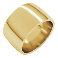 14K Yellow Gold 12 mm Lightweight Comfort-Fit Half Round Band Size 11