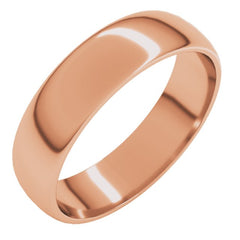 14K Rose Gold 5 mm Lightweight Half Round Band Size 9