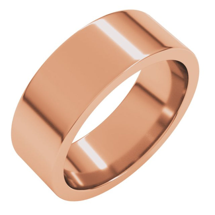 14K Rose Gold 7 mm Comfort-Fit Flat Band Size 9.5