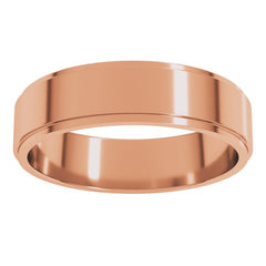 14K Rose Gold 5 mm Stepped-Edge Flat Band Size 11