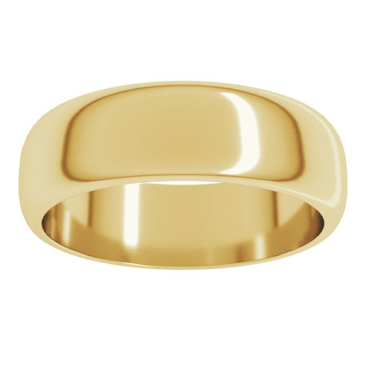 18K Yellow Gold 6 mm Half Round Band Size 10