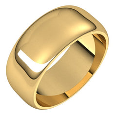 18K Yellow Gold 8 mm Half Round Band Size 7
