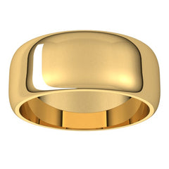 18K Yellow Gold 8 mm Half Round Band Size 7