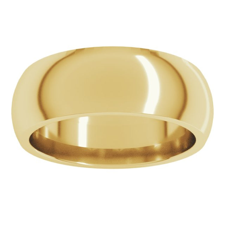 14K Yellow Gold 7 mm Comfort-Fit Half Round Band Size 6