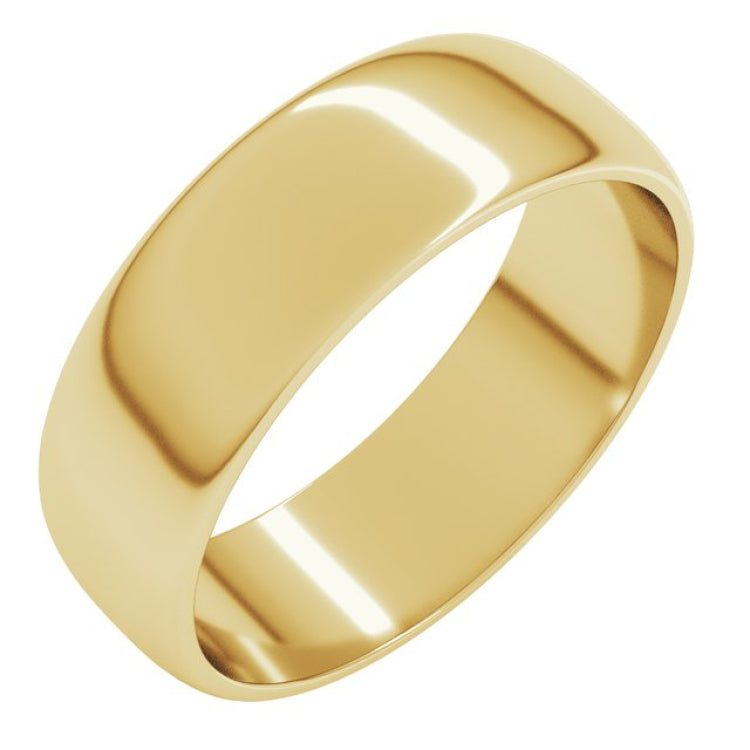 14K Yellow Gold 6 mm Lightweight Half Round Band Size 6.5