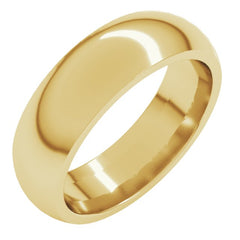 10K Yellow Gold 6 mm Comfort-Fit Half Round Band Size 12.5