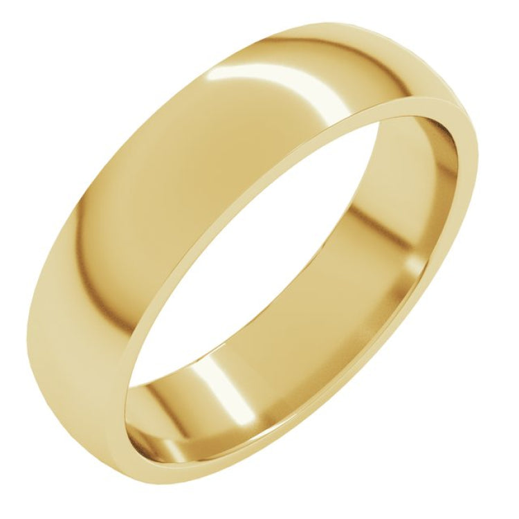 14K Yellow Gold 5 mm Lightweight Comfort-Fit Half Round Band Size 4.5