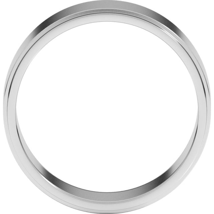 14K White Gold 7 mm Stepped-Edge Flat Band Size 11