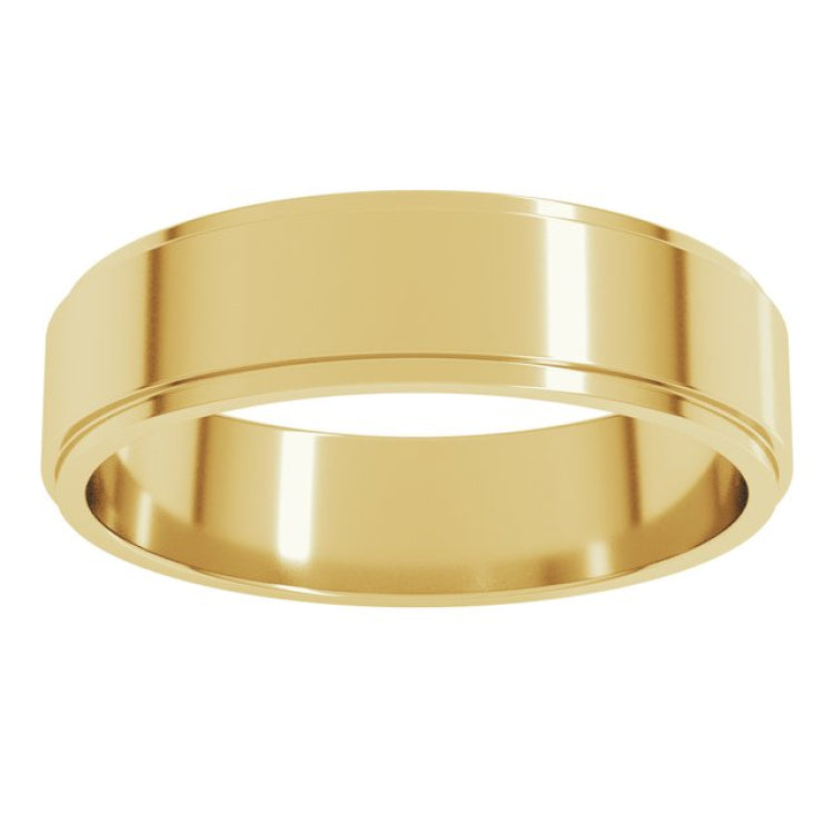 10K Yellow Gold 5 mm Stepped-Edge Flat Band Size 10