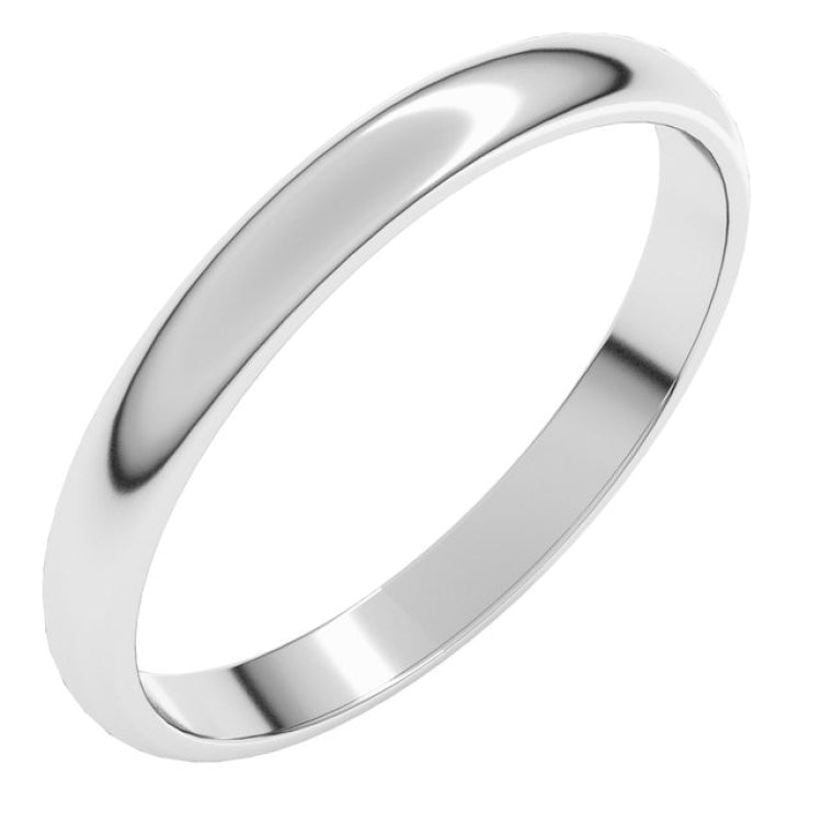 14K White Gold 2.5 mm Lightweight Half Round Band Size 6.5