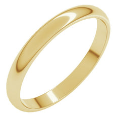 14K Yellow Gold 2.5 mm Lightweight Half Round Band Size 11