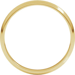 14K Yellow Gold 2.5 mm Lightweight Half Round Band Size 11