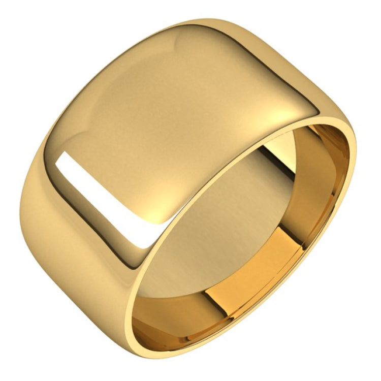 14K Yellow Gold 10 mm Lightweight Half Round Band Size 10