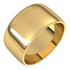 10K Yellow Gold 10 mm Lightweight Half Round Band Size 7.5