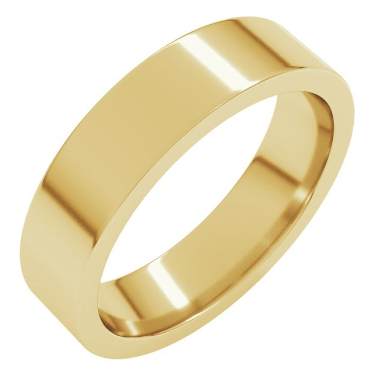 14K Yellow Gold 5 mm Comfort-Fit Flat Band Size 9.5