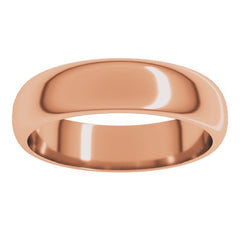 14K Rose Gold 5 mm Half Round Band Size 9