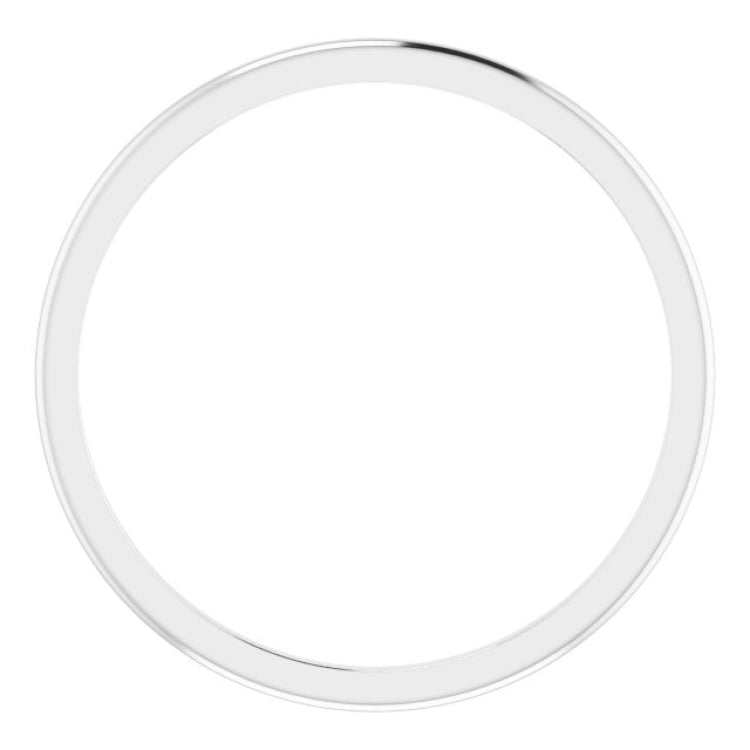 14K White Gold 1 mm Half Round Band Size 7.5