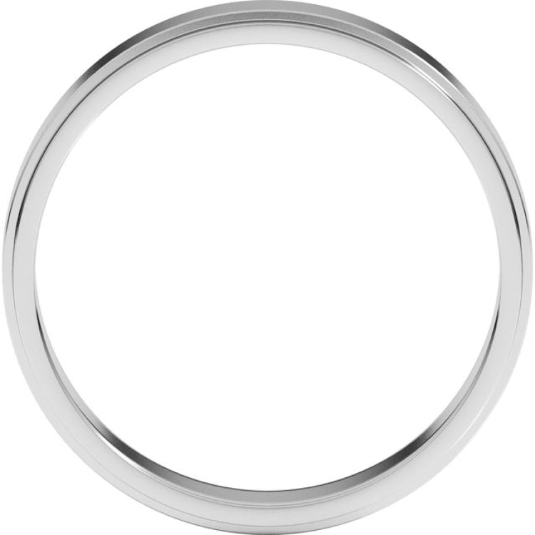 14K White Gold 4 mm Stepped-Edge Flat Band Size 7