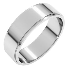 14K White Gold 6 mm Stepped-Edge Flat Band Size 11