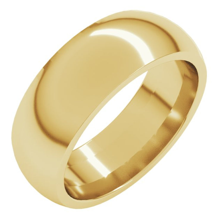 14K Yellow Gold 7 mm Comfort-Fit Half Round Band Size 13