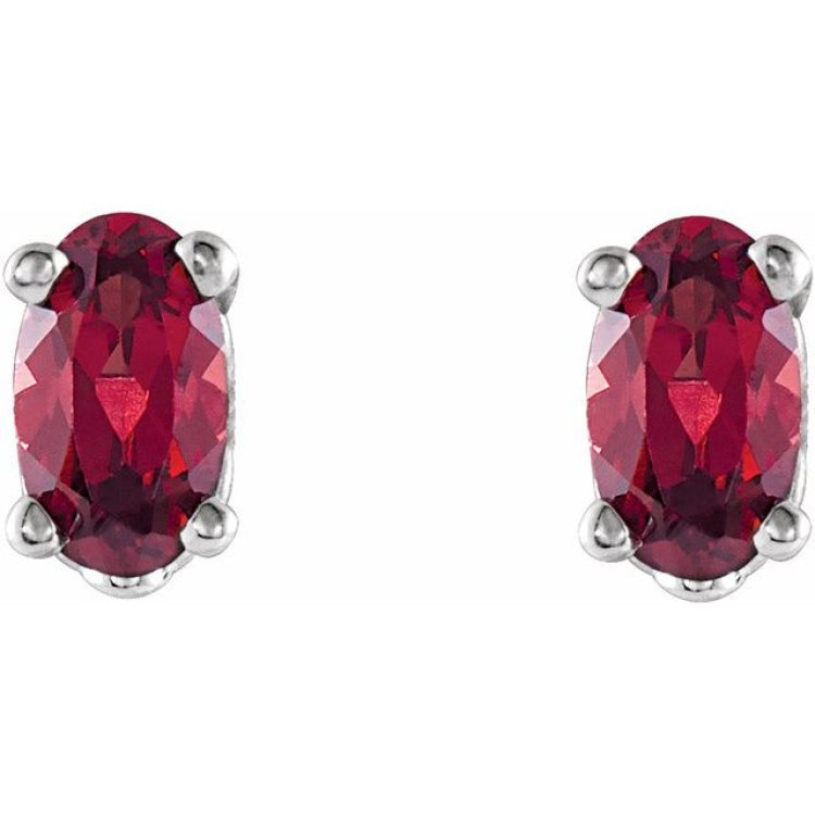 14K White Gold Natural Mozambique Garnet Earrings